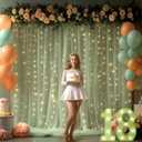 10x10FT Green Wrinkle Free Backdrop Curtains with Lights String for Parties - Photo Curtain Backdrop with Lights for Wedding Decorations, Bridal Baby Shower Birthday Party Photography Background  10FTx10FT (W5'xH10', 2 Panels), Sage Green