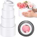 Set of 4 Round Flower Boxes with Clear Lids 4 Assorted Sizes Gift Boxes for Flower Arrangements Nesting Round Gift Box for Mother's Day Graduation Wedding Birthday(White)