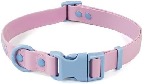 Wolfone Waterproof Dog Collar with Quick Release Buckle， Cute Adjustable Collar for Dogs Comfort Sturdy Durable Odor Proof Easy Care（Sweet Lilac 37.5-55cm）