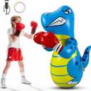 Kids Punching Bag 3-8 with Air Pump, Toddler Punching Bags for Kids, Inflatable Dinosaur Toy with Bounce- Back Action, Safe Gifts for Boys & Girls Age 3-5 Add Tossing Game