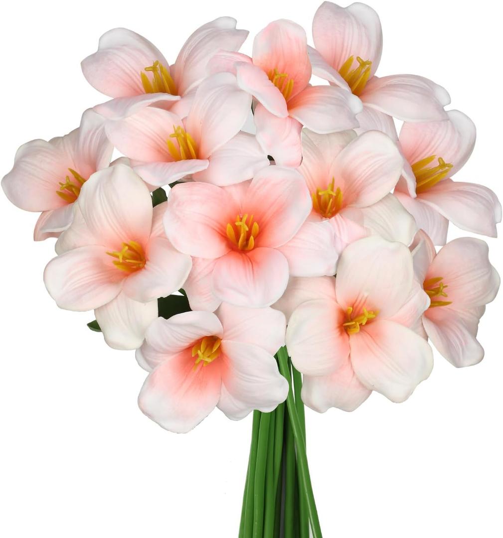 Florielle 12pcs 16" Fully Bloomed Tulip Artificial Flowers Bouquet Silk Fake Faux Flowers for Spring Summer Home Table Centerpieces Decor Party Wedding Mother's Day Easter Gifts Decorations (Peach Pink)