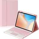 Keyboard Case for iPad 10th gen 10.9inch 2022/ iPad (A16) 11th gen 11inch 2025, Detachable Touchpad BT Keyboard, Magentic Protective Cover with Pencil Holder, Full Protection, Pink