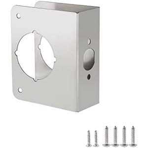 NAUBEA Door Reinforcement Plate, Stainless Steel, Fits 1-3/4" Doors, 2-3/8" Backset, Lock and Door Reinforcer Security, Door Knob/Lock/Latch/Deadbolt Cover Plate, Reinforce and Repair Wood/Metal Doors