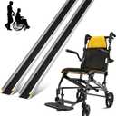 WHLICKS Lightweight Foldable Wheelchair with Telescopic Handle + Portable 4-7FT Adjustable Ramp with Storage Bag Non-Skid