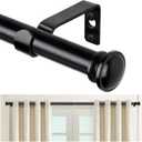TONIAL Curtain Rod 32 to 86 Inch(2.6-7.2ft), Telescoping Splicing Drapery Rods for Windows 54 to 82 Inch(4.5-6.8ft), Decorative 3/4 Single Rod with Small Cap Finial, Black