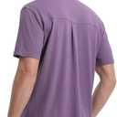 VEBOON Men's Short Sleeve Button Down Shirts Cotton Lightweight Stretch Moisture Wicking Dress Shirt with Pocket (Purple, XXL)