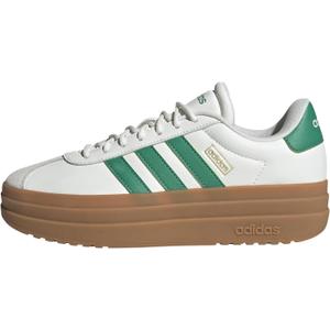 adidas Women's Vl Court Bold Sneaker (8.5, White/Court Green/Gold Metallic)