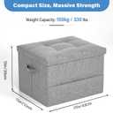 Dayacoco Storage Ottoman Foot Rest Stool, Foldable Foot Rest Stool with Thicker Foam Padded Seat, 43L Small Ottoman with Storage, Holds Up to 350lbs, 17x13x13in,Drak Gray