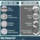 Stone Drying Mat for Kitchen Counter, 24"x16" Large Collapsible Dish Drying Mat with Non-Slip Pad and Sandpaper, Rolling Design, Quick Dry for Dishes, Bottles, Utensils