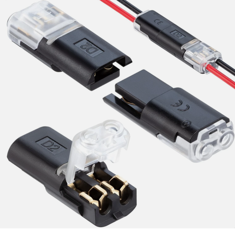 GKEEMARS 50Pcs Low Voltage Wire Connectors, 2 Pin 2 Way Quick Plugin Connectors for LED Stripe Lights