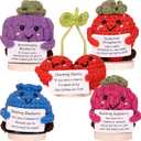 Flirty Berry Pack  Crochet Stuffed Berries Bulk Variety Pack w/Stand (5 pc). Handmade Crochet Figurines Decor - Desk, Office, Coworker, Friend