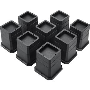 BTSD-home Adjustable Bed Risers 2,3 or 4 Inch Heavy Duty 8 Pack Furniture Risers Dorm Bed Risers Table Desks Legs Blocks Black