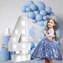 2.4FT/28.74in Marquee Light up Numbers Marquee Number 4 with White Lights for Birthday Party Large Mosaic Frame Letter Cardboard Pre-Cut Giant Cut-Out Thick Foam Board Sign DIY Decorations