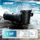 CrestWave 1 HP Above Ground Pool Pump 5300GPH High Flow 115V Single Speed | Self-Priming Pump, Quiet Energy Efficient w/Large Strainer Basket, 1.5", 1.25"-1.5" Adaptors, Fits Pools Spas Irrigation, Black