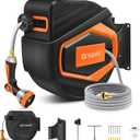 GOXAWEE Retractable Garden Hose Reel, 1/2" x 100 ft Upgraded UV Resistant Water Hose Reel Wall Mounted, Any Length Lock, Automatic Rewind, 180Swivel Metal Bracket, Orange