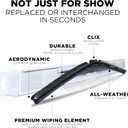 ClixWipers 26" + 20" (Set of 2) Black Carbon Fiber All Weather Premium Automotive Replacement Windshield Wiper Blades, Passenger and Driver Side Winter Wiper Blades for Various Car Models