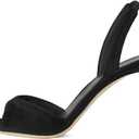 Women Velvet Minimalism Open Toe Slingback Sandals Pull On High Heel Stiletto Pumps Office Lady Dress Shoes  (6), Black