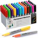 Ezzgol Permanent Markers Bulk, Permanent Marker Bulk Pack of 72, 12 Assorted Colors, Fine Point Permanent Markers For Adult Coloring as Office, School Supplies