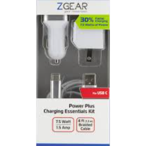 ZGear Power Plus Charging Essentials 3 Pc Kit 7.5Watt 4Ft ZGear Power Plus Charging Essentials 3 Pc Kit 7.5Watt 4Ft