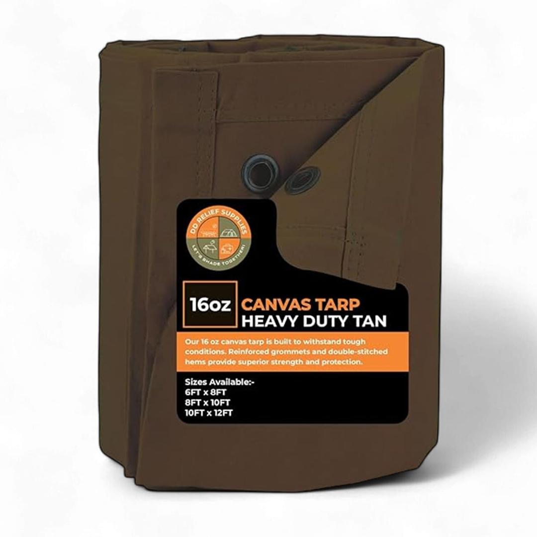 Heavy Duty Waterproof Tarp 8x10 Ft with Grommets, Thick Durable, Brown Multipurpose Tarpaulin Cover, UV & Tear Resistant for Camping, Outdoor, Tent, Trailer, Equipment & Machinery