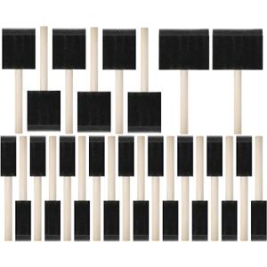 Bates- Foam Paint Brushes, 1", 2" & 3", 26 Pack, Multi-Surface, Including Sponge Brushes for Painting & Staining (Black)