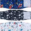 Pet Soft Dog Belly Band - 3 Packs Reusable Dog Diapers Male Doggy Diapers Wraps - Washable Dogs' Belly Bands for Male Dogs, Space, Medium (12''-14'')