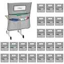 24 Pack Chair Pockets for Classrooms, 20 x 17 Inch Seat Sacks for Classroom Chairs k-2 with Name Slots, Tags and 3 Pockets, Suitable for Kindergarten, School, Home, Office 