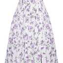 Scarlet Darkness Cottagecore Dress for Women Split Long Dress Milkmaid Corset Dresses (X-Large, White Purple Floral)