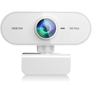 Webcam for pc with Microphone,Full HD 1080P White Streaming Web Cam for Mac Laptop, Mini USB C External Clip Computer Camera for Desktop,Cheap Facecam for Video Conference,Gaming Skype Meeting