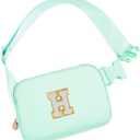 Uygafly Belt Bag Fanny Pack Crossbody Bags with Initials Cute Stuff Birthday Gifts for Teenager Girls Trendy Stuff for Teens - White H,Light Green Bag