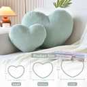 XVTRU Sage Green Heart Pillows, Cute Heart Decorative Pillow, Heart Shaped Throw Pillows for Bed, Faux Rabbit Fur Plush Hoom Decor Pillow Cushion for Chair Sofa Living Room (Medium-15.7"x11.8")