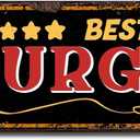 Best Burgers in Town Metal Sign - Large Vintage Diner Sign for Kitchen, Dining Room or Man Cave, 4 x 16 Inch