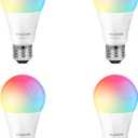 SYLVANIA Wifi LED Smart Light Bulb, 60W Equivalent Full Color and Tunable White A19, Dimmable, Compatible with Alexa and Google Home Only - 4 Pack (75674)
