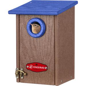 Kingsyard Recycled Plastic Bird House for Outdoors - Weatherproof Wren Bird Nesting with Predator Guard & Air Vents, Blue
