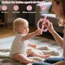 3 x Chuya Baby Teether Ring Baby Toys 3-6 6-12 12-18 Months,Teething Toy Baby Teething Relief Infant Toys Sensory Toys for Babies Soothes Sore Gums Boys Girls Gift (Pink)