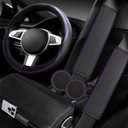 NBTEPEM 6 PCS Car Steering Wheel Cover Set, Microfiber Leather Steering Wheel Covers Universal 14.5-15 inch, Center Console Cover, Seat Belt Cushion, Cup Holder Coaster, Car Accessories Set Purple
