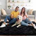 Noahas Fluffy Black 4x6 Area Rugs for Bedroom Living Room,Thick Shag Throw Floor Carpet,Soft Shaggy Bedside Non-Slip Plush Dorm Nursery Kids Rug