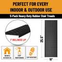 Ottomanson Outdoor Bullnose Stair Treads Grid Heavy-Duty Non Slip Stair Mats Strong Grip for Concrete, Brick & Textured Steps Requires Fastening on Wooden & RV Steps, Pack of 5