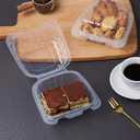 Jaluxing 100 Count Clear Plastic Hinged Food Take Out To-Go Clamshell Containers, 6" W Disposable Takeout Tray for Dessert, Cakes, Cookies, Salads, Pasta, Sandwiches (Formerly FULING)