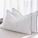Feather Down Pillows King Size Set of 2, Luxury Hotel Collection Bed Pillow 2 Pack, Airyfil Powered Fillings & Feathers PillowFluffy Plush for Side Sleepers, Medium Firm, 20x36 in.