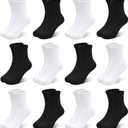 SPTRAMLE Kids Socks 12 Pairs Crew Socks for Toddler Boys Girls 7-10 Years Athletic Mid Cut Socks Multipack Black White