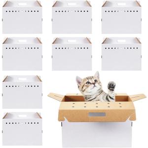 Kisston 12 Pieces Cardboard Pet Carriers 17.5 x 8.5 x 15 Inches for Small Animals Cat Hamster Guinea Pig Rabbit Bird Travel Box