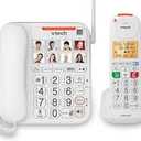 VTech SN5147 Amplified Corded/Cordless Senior Phone with Answering Machine, Big Buttons, 90dB ExtraLoud Visual Ringer, 50dB Audio Assist, Call Blocker, White