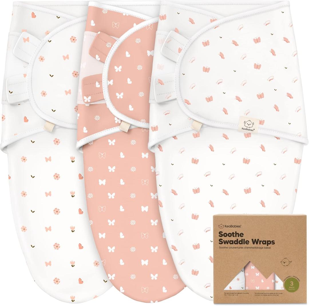 3-Pack Organic Baby Swaddle Sleep Sacks - Swaddles for Newborns, Infant 0-3 Months, Baby Girls, Boys, Soft & Snug Newborn Sleep Sack, Nursery Swaddling Blankets (Butterflies) (One Size)