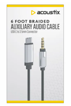 Acoustix™ Auxiliary Braided Audio Cable 6 Ft