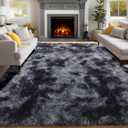 PAGISOFE Abstract Shaggy Area Rug 6x9 Feet,Plush Fluffy Rugs for Living Room,Tie-Dyed Grey Soft Rug for Bedroom,Furry Rugs for Girls Boys Kids Room,Extra Large Fuzzy Rug, Shag Carpets for Room Decor