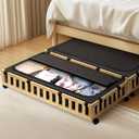 Gashell 2 Pack Bamboo Under Bed Storage with Wheels, 39x20x7.8 Lager Under Bed Storage Containers (Natural)