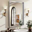 Silver Bathroom Mirror for Wall, 36x24 Inch Rectangular Aluminum Alloy Framed Mirror, Modern Wall Mounted Vanity Mirror for Bathroom, Vertical or Horizontal