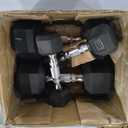 Cap Barbell 150 LB Rubber Coated Hex Dumbbell Hand Weight Set with Vertical Storage Rack - Chrome Handle | Black Rack