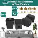 M8-1.25 Metric Thread Bolts Plastic Furniture Legs 3 Inch Black Square Sofa Feet with Plate Nuts - Couch Feet Replacement - Couch Legs Set of 8
